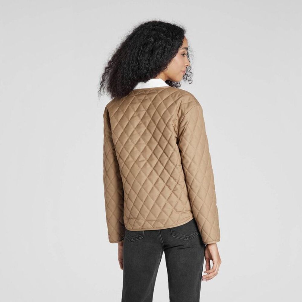Women's Quilted Jacket - A New Day Khaki L - Picture 2 of 6